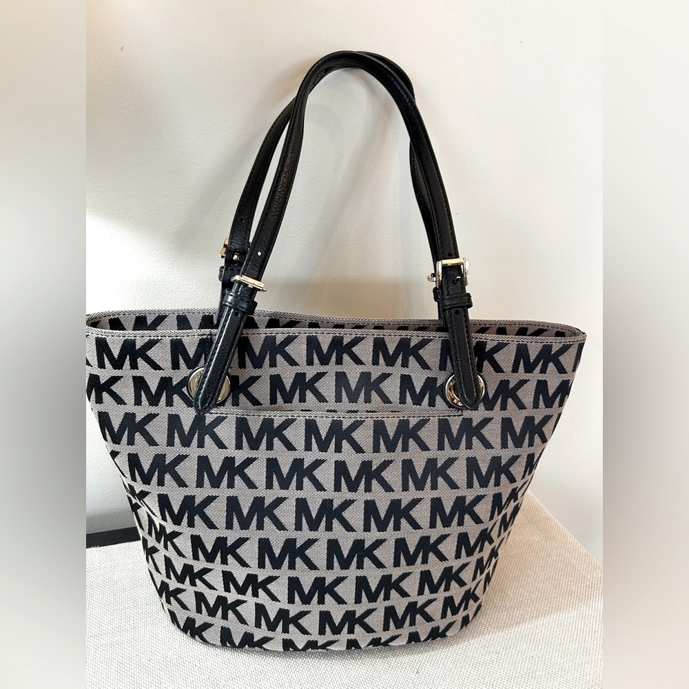 Michael Kors Black and Tan Signature Tote